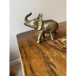 Vintage Solid Brass Elephant Figurine 4"